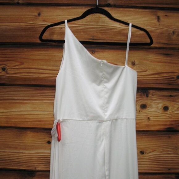 NWOT Mac Duggal Ieena One Shoulder White Satin Gown Size 8 - Picture 10 of 11